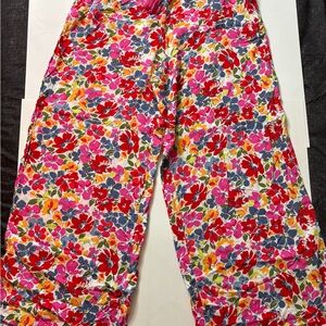 Roxy Women's Wide Leg Pants - Pink, Red, and Blue Floral